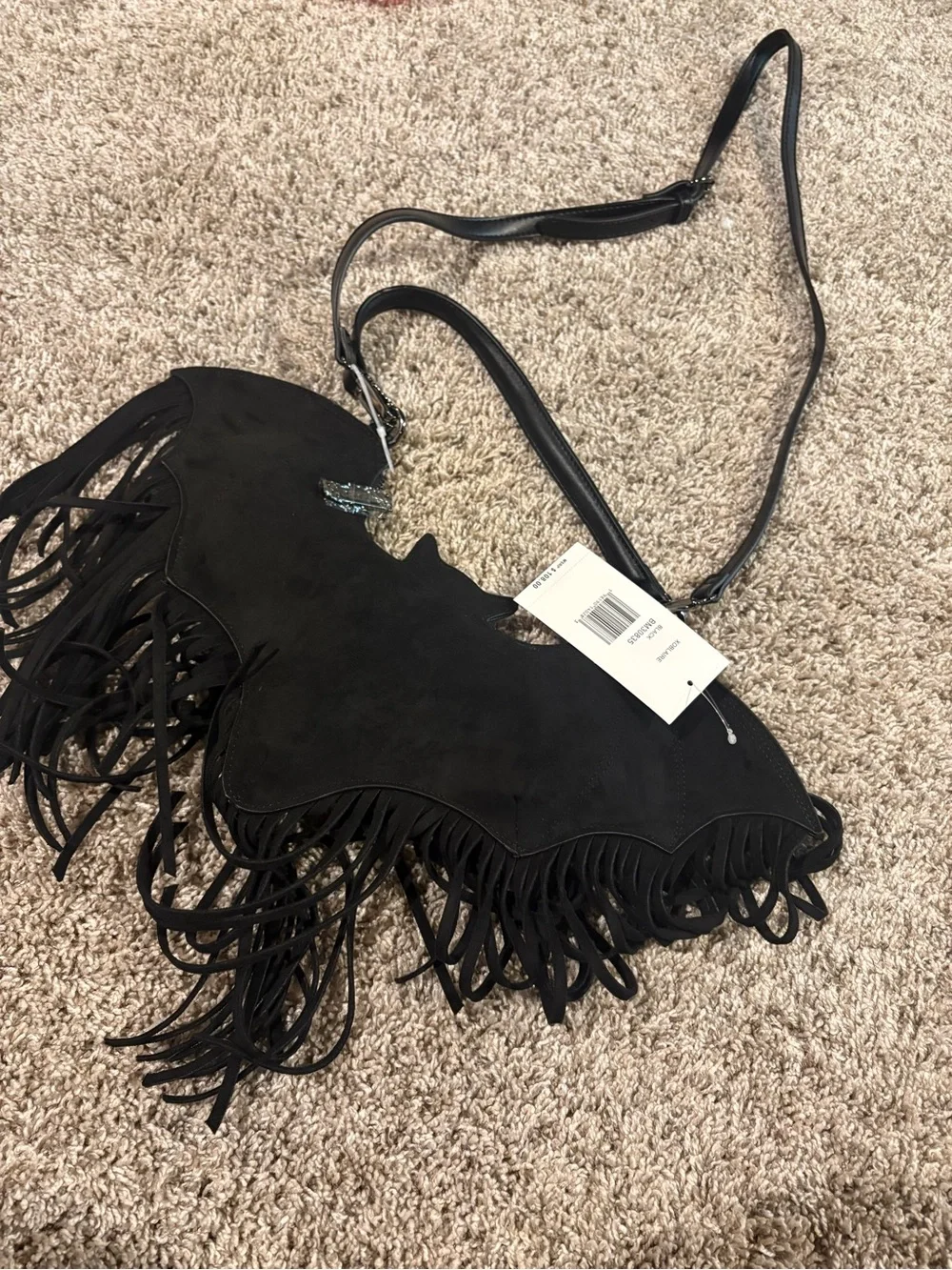 NWT Betsey Johnson Halloween Bat fringe bag  Crossbody Bag Ju XOBAT Black